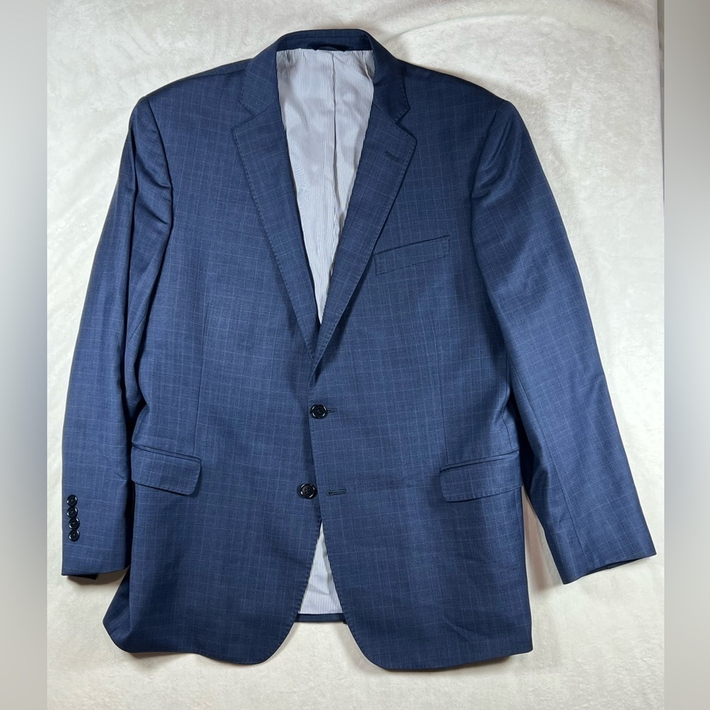 Brooks Brothers 46r Explorer Regent Fit Navy Plaid 2 Button Vented Wool Suit
